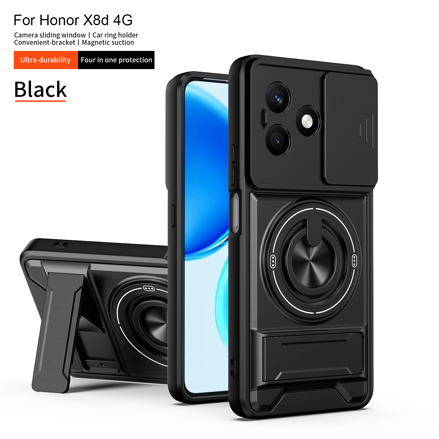 For Honor X8D Case Honor X8d Cover honor x8d Phone Case Magsafe Magnetic Fold Holder Military Armor Camera Protection Cover - Image 4
