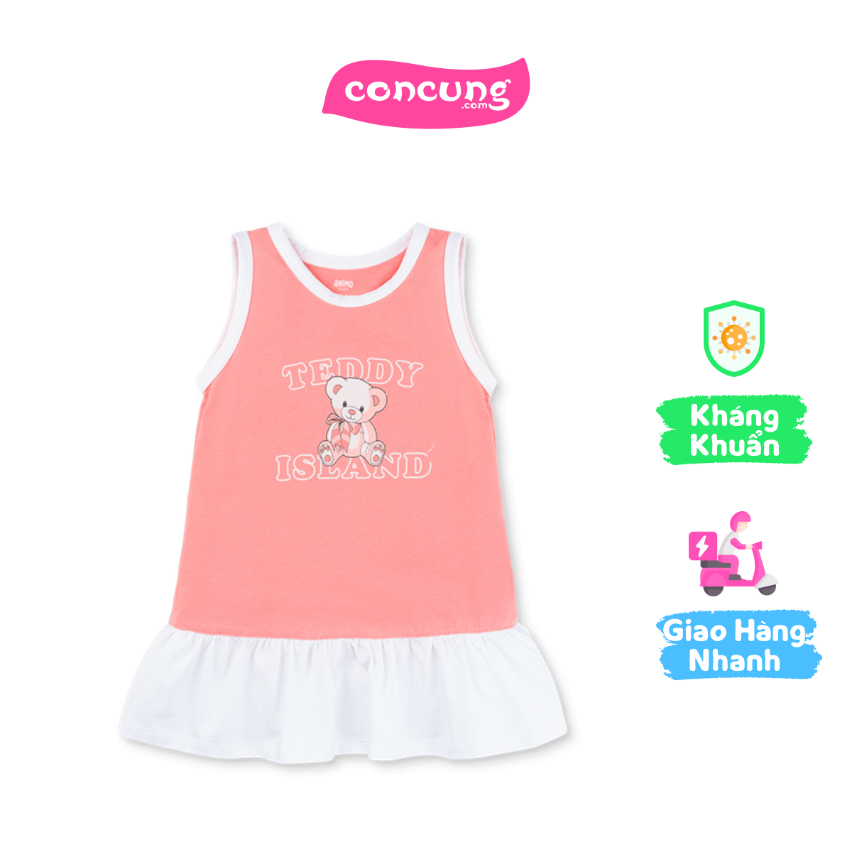 Đầm bé gái Animo Easy TX0825055 (2Y,Hồng-đỏ đô,DD02)
