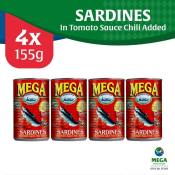 Mega Sardines In Tomato Sauce W/ Chili Added 155G By 4'S