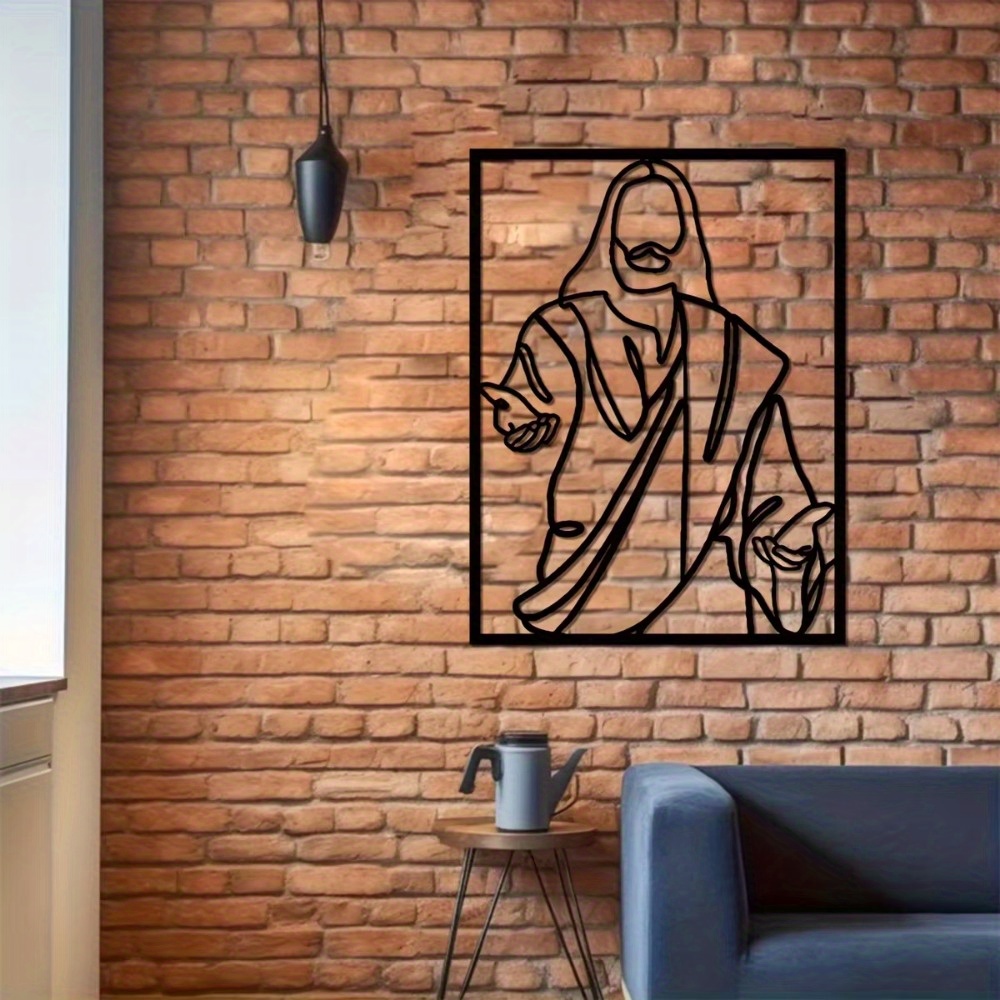 CIFbuy Steel Jesus Wall Decor Weather-Resistant Christian Art for Hotels and Worship Spaces Bold Religious Gift