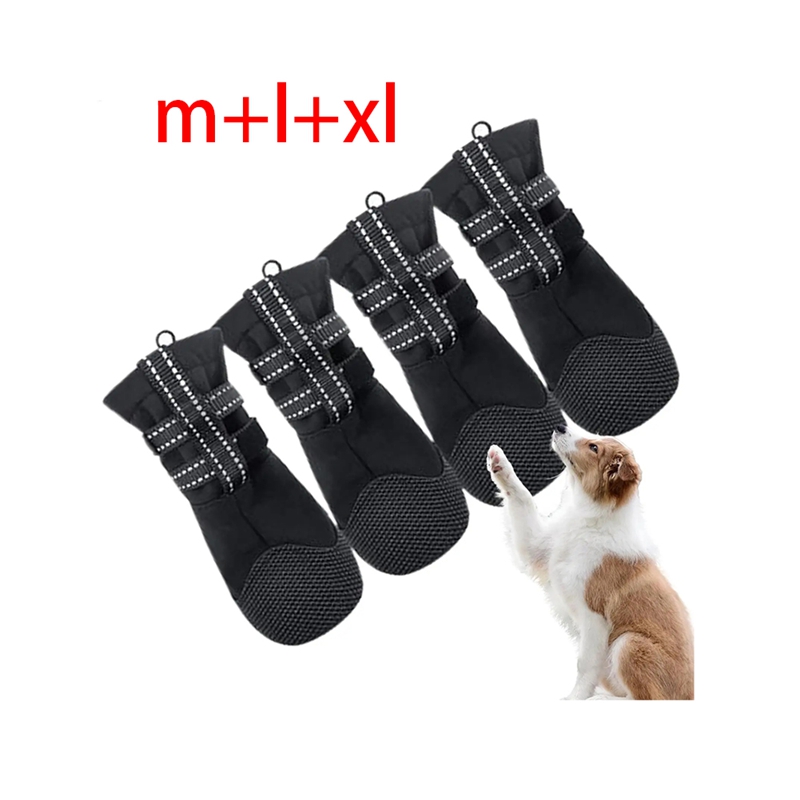 [Waanon]Dog Shoes for Hot Pavement 4 Piece Anti-Slip Pet Supplies Dog Paws Wound Recovery Boot for Hiking Walking Outdoor