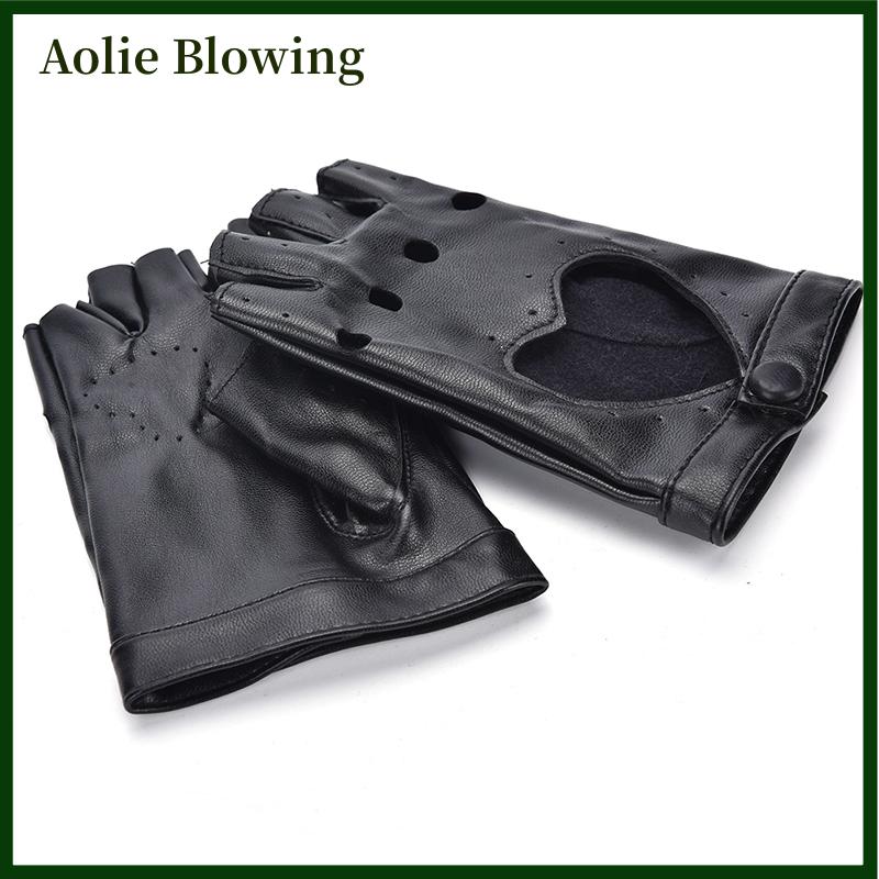 Aolie Phụ Nữ Mới Punk Da Lái Xe Biker Ngón Găng Tay Nhảy Xe Máy Găng Tay