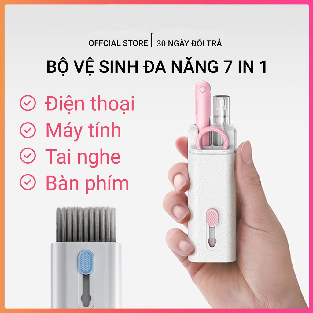 Bộ Dụng Cụ Vệ Sinh Laptop - Máy tính - Bàn Phím - Tai Nghe Airpod Đa Năng 7 in 1 Siêu Nhỏ Gọn-ESTLA