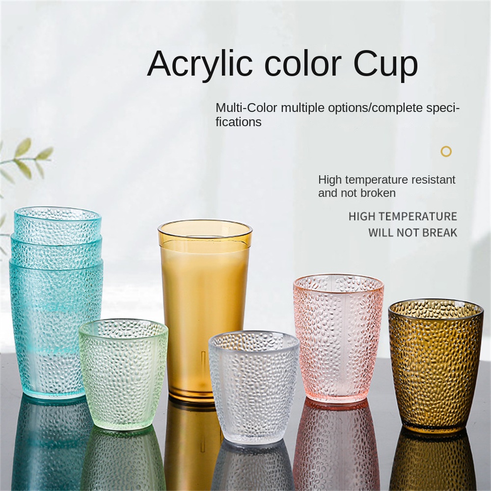 Acrylic Cup Plastic Transparent Color Water Cup Creative Drop-resistant Household Suit Restaurant Beer Drinking Cup Tea Cup ราคา 10 บาท*ส่งฟรี