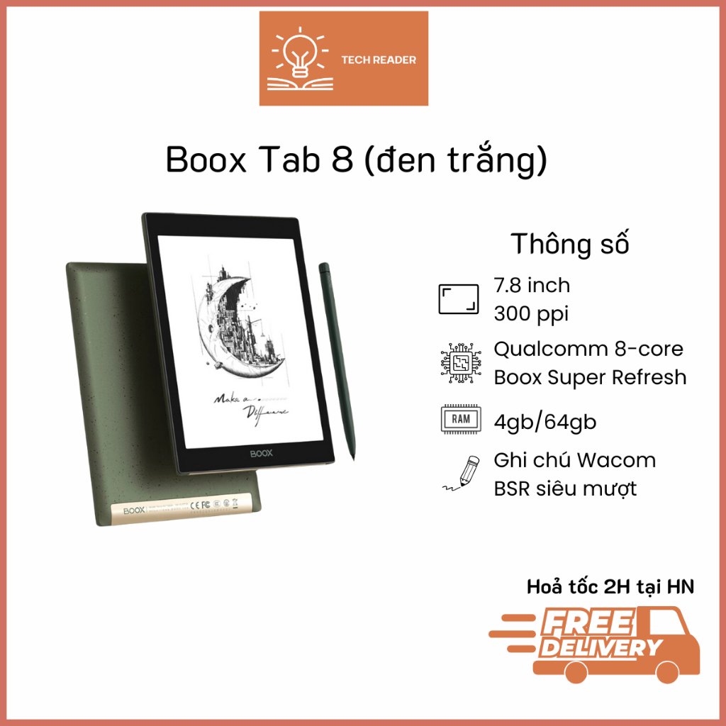 Máy đọc sách Boox Tab 8 Boox Tab Ultra 8inch Boox Tab Mini đen trắng eink bảo vệ mắt - Hàng likenew