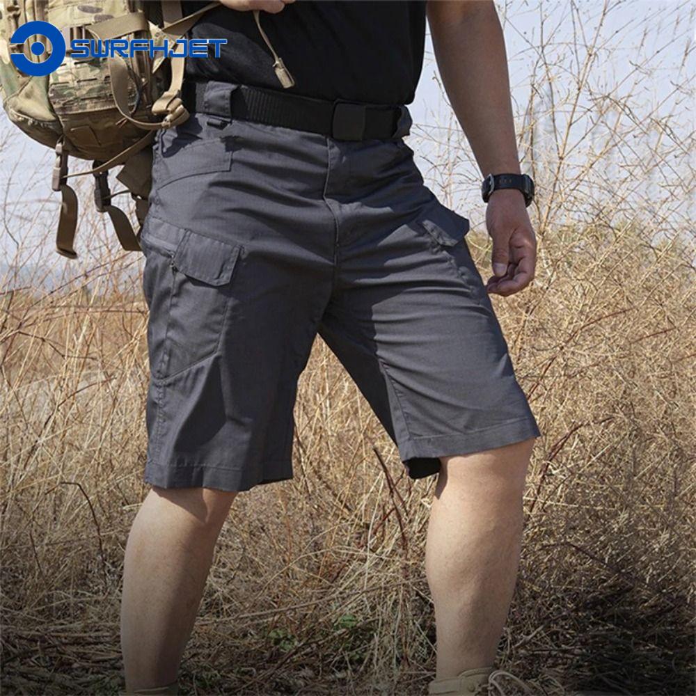 SWRFH Không thấm nước Quần soóc thể thao nam Ngoại cỡ Nhiều túi Quần đi cắm trại đi bộ đường dài Quần áo ngoài trời Nhanh khô Quần leo núi Mùa hè
