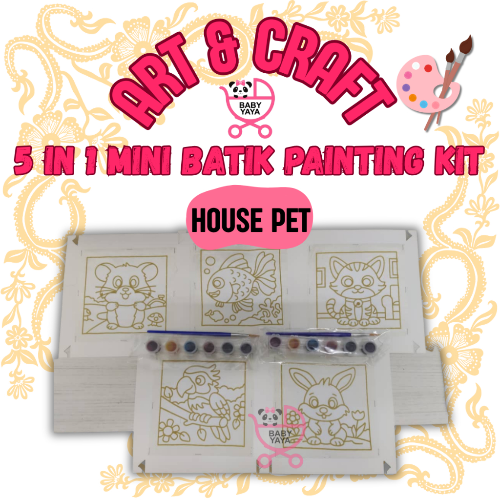 BabyYaya DIY Batik Painting Kit Family Combo – 5x Pre-Wax Canvas 17.5cm | Kids & Adult Art & Craft Set