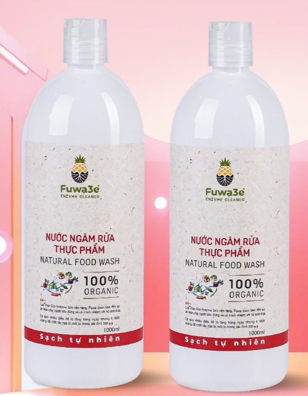 Nước Ngâm Rửa Rau Củ Quả Sinh Học Fuwa3e Combo 2 Chai 1L Làm Sạch Thực Phẩm 100% Enzyme Từ Dứa