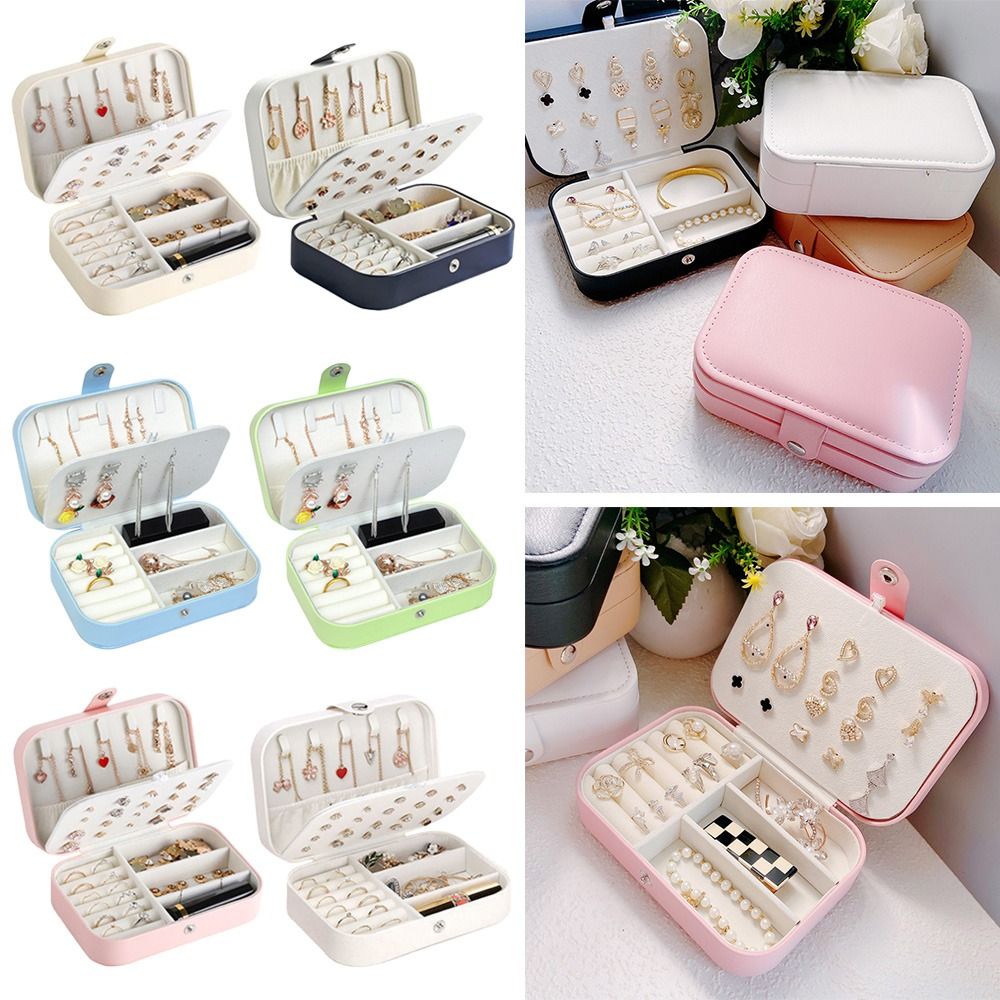 NEWTAP Hai Lớp Hộp trang sức Sức chứa lớn Da PU Giá sắp xếp vòng cổ Đa chức năng Giá trưng bày bông tai dạng nhẫn Đồ dùng du lịch
