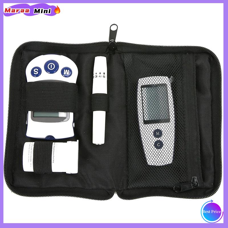 Maraa Xách tay máy đo đường huyết lưu trữ túi huyết áp và oxy Meter Carrier Organizer Dây Kéo Màu Đen lưu trữ túi hộ gia đình