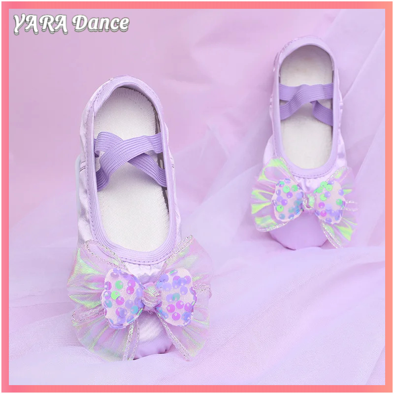 Giày Ballet YARA cho trẻ em gái, giày nhảy cho người lớn, phụ kiện ballet cho bé gái, giày ballet hiện đại cho bé gái, nơ màu sắc