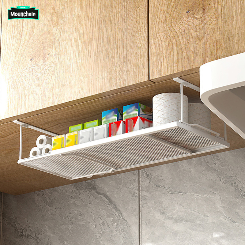 Adjustable Under Cabinet Shelf, Under Shelf Organizer With Wedge Design Clip, Metal Mesh, Anti Detachment Bottom, Scalable Cabinet Shelf For Bathroom ราคา 660 บาท*ส่งฟรี
