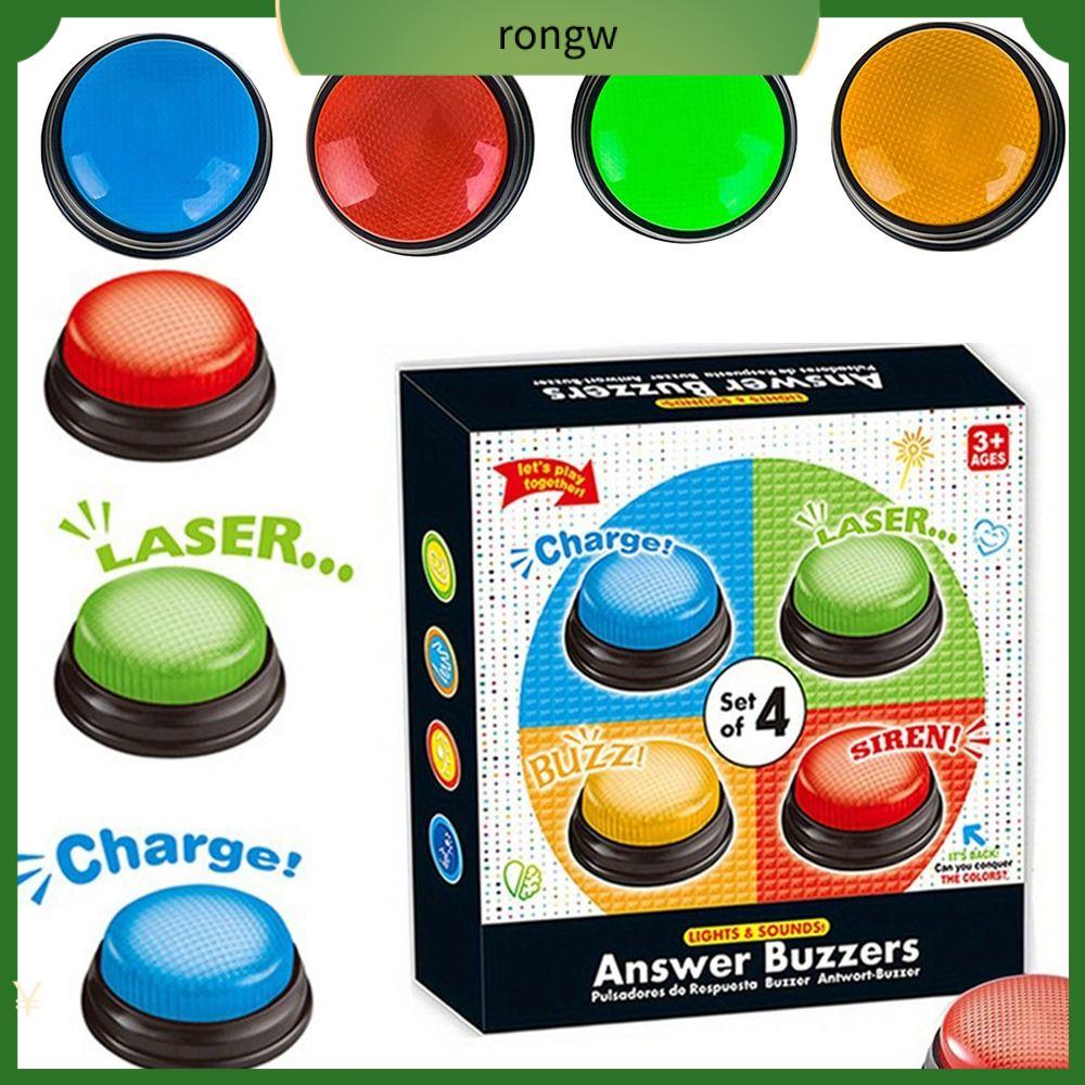 RONGW 4pcs 4 màu Trả lời ù Với đèn và âm thanh Trò chơi đố vui Ù trò chơi  Còi báo nguy hiểm cho gia đình Dành cho trò chơi đố vui