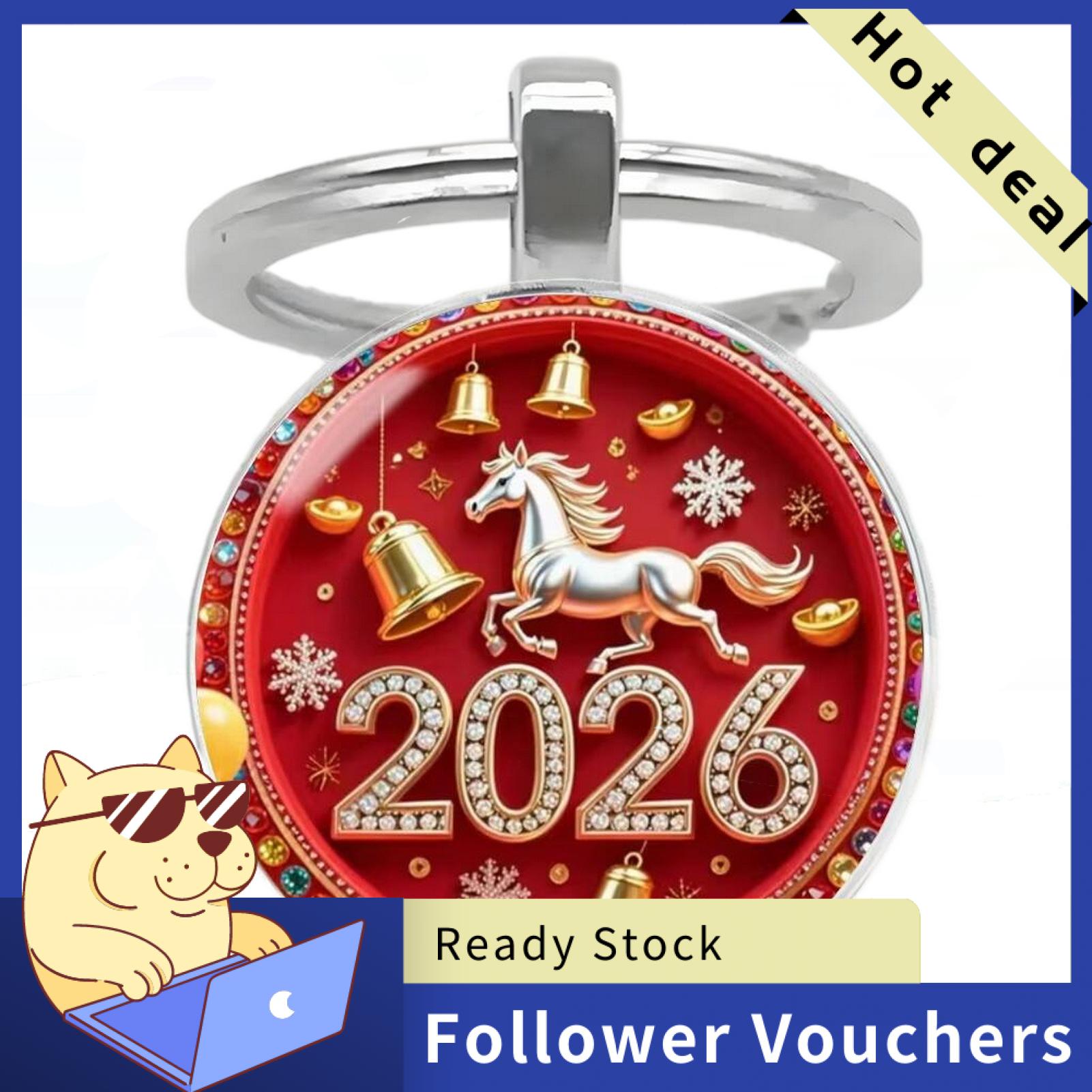 Suludong Good Luck Keychain 2026 Zodiac Keychain 2026 Year of Keychain with Bells – Lucky Zodiac Metal Pendant Compact Holiday Decoration Good Luck Charm - 5
