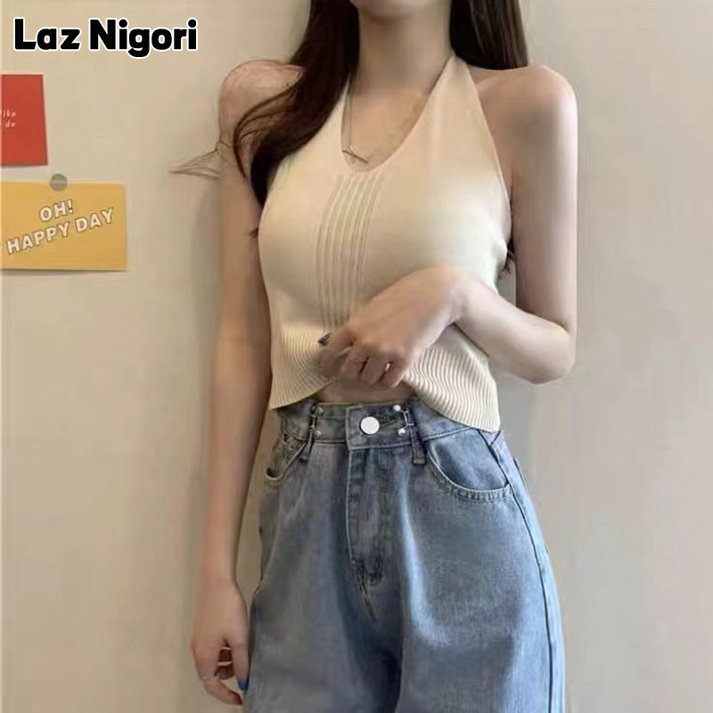 Laz Nigori Spring and Summer New Korean Style Basic Style All-Matching Slim Fit Outer Wear Bottoming Top Slimming Knitted Camisole for Women ราคา 64 บาท*ส่งฟรี