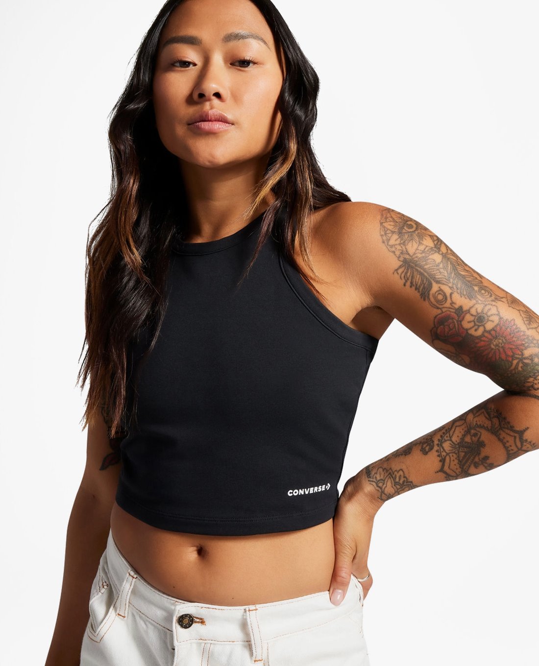 [DEAL BLACK FRIDAY UP TO 50%++] CONVERSE - Áo ba lỗ nữ phom croptop Wordmark Knit 10026502-A01-005