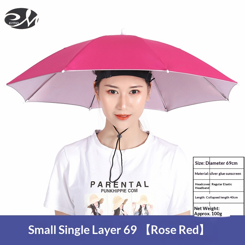 ERMO Portable Head-Worn Umbrella Hat with UV Protection and Windproof Design for Outdoor Sun Shielding ราคา 116 บาท*ส่งฟรี