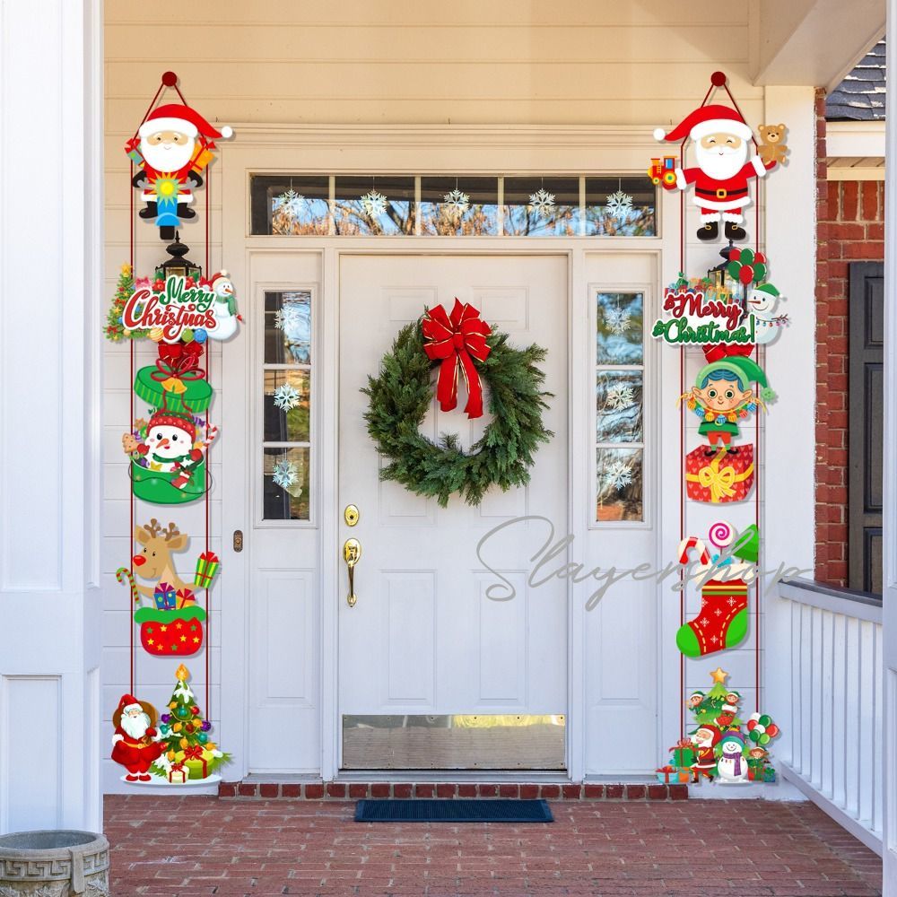 Cheapest! 1Set Christmas door hanging Santa Claus wall hanging decorations