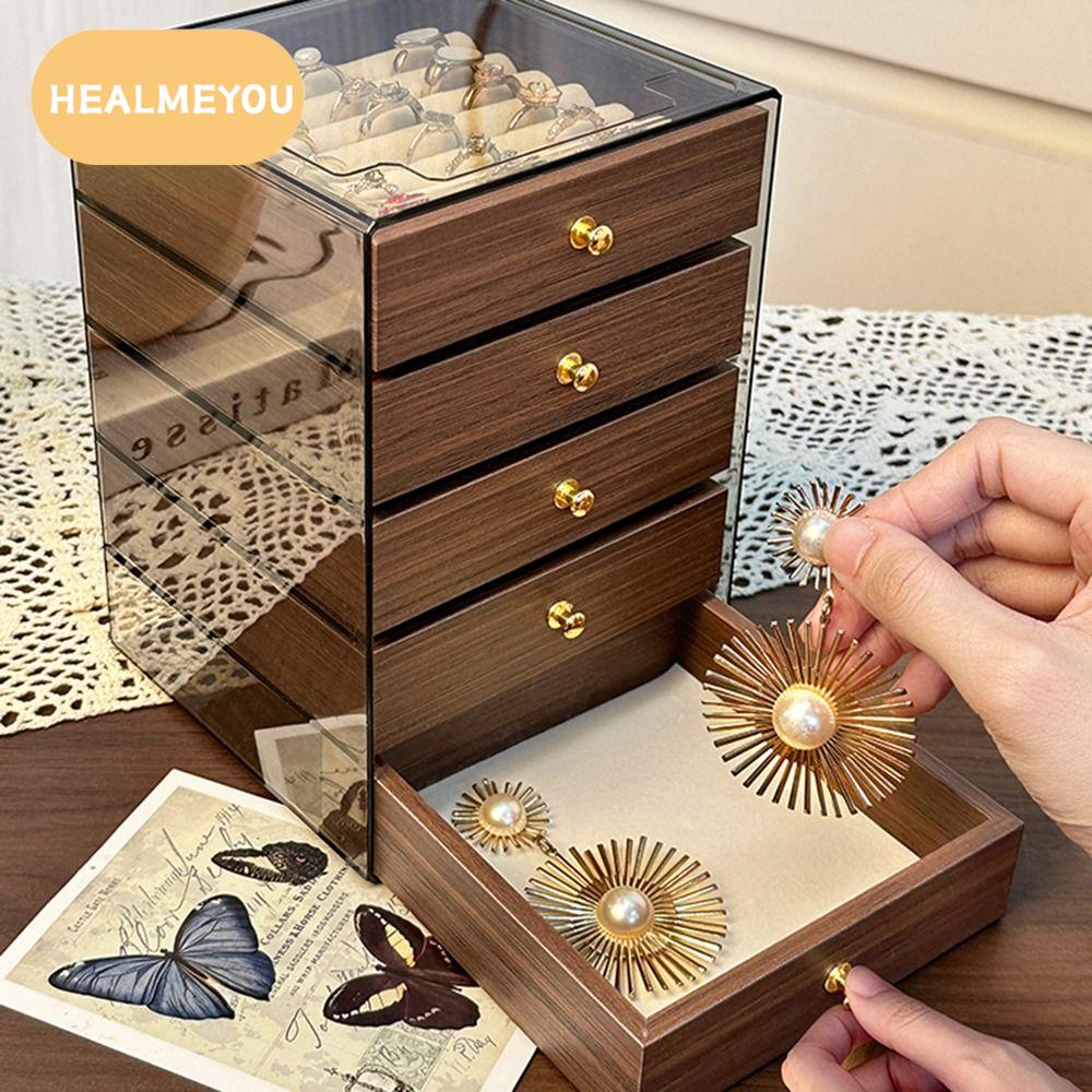 HEALMEYOU 3/5 ชั้น กล่องเก็บเครื่องประดับ ป้องกันฝุ่น ความจุขนาดใหญ่ กล่องเก็บสร้อยคอ พร็อพ ต่อต้านอนุมูลอิสระ กล่องเก็บของบนโต๊ะ ที่เก็บของในบ้าน ราคา 288 บาท*ส่งฟรี