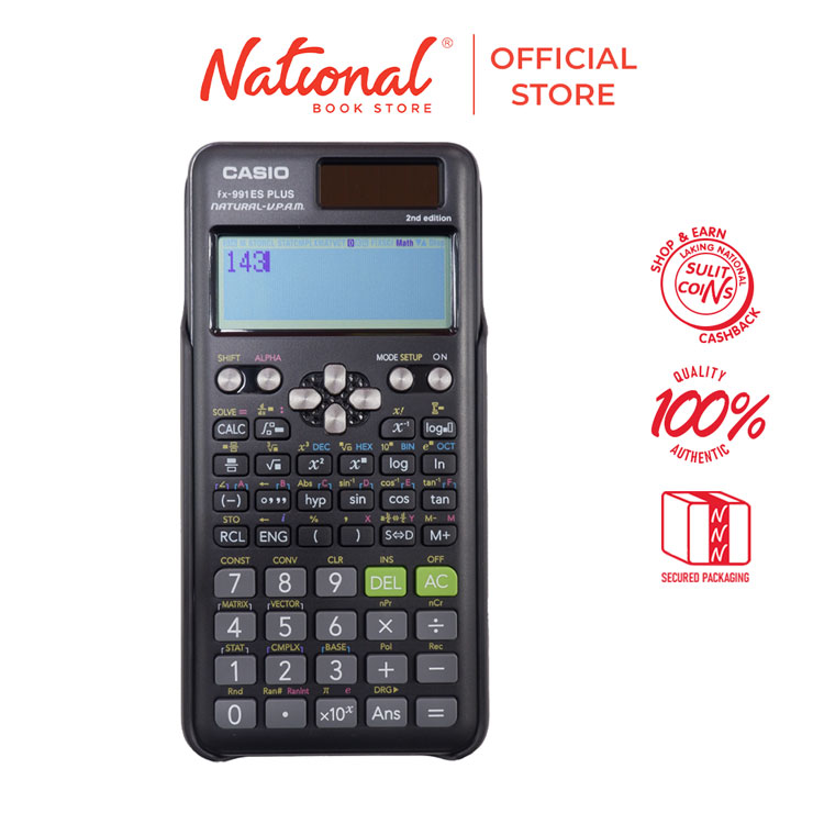 Casio Scientific Calculator FX991ES Plus MT Black 417 Functions V2 Dual Power Lr44