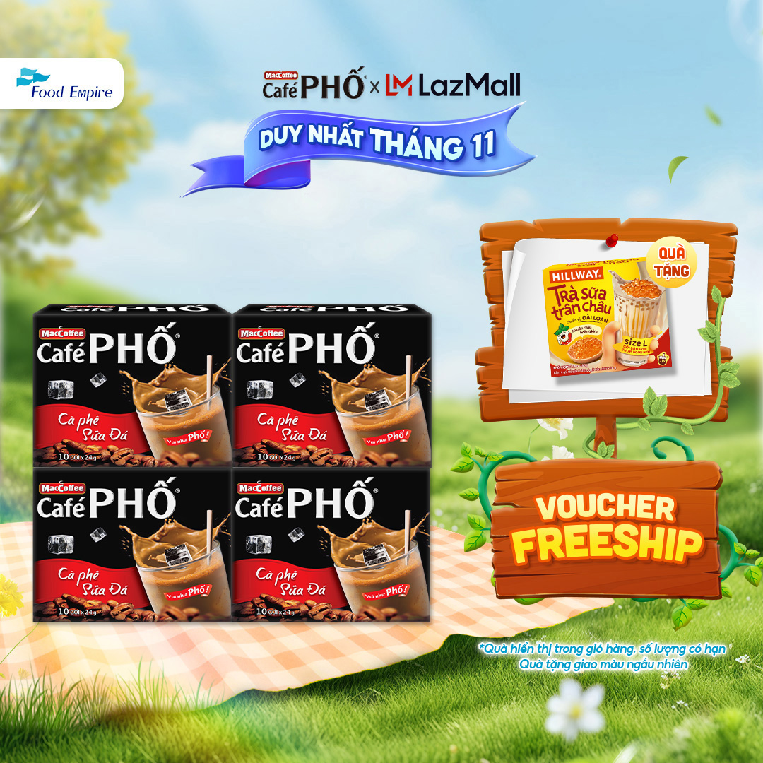 Combo 4 hộp Cà phê phố Sữa Đá - Maccoffee (hộp 10 gói x 24g)