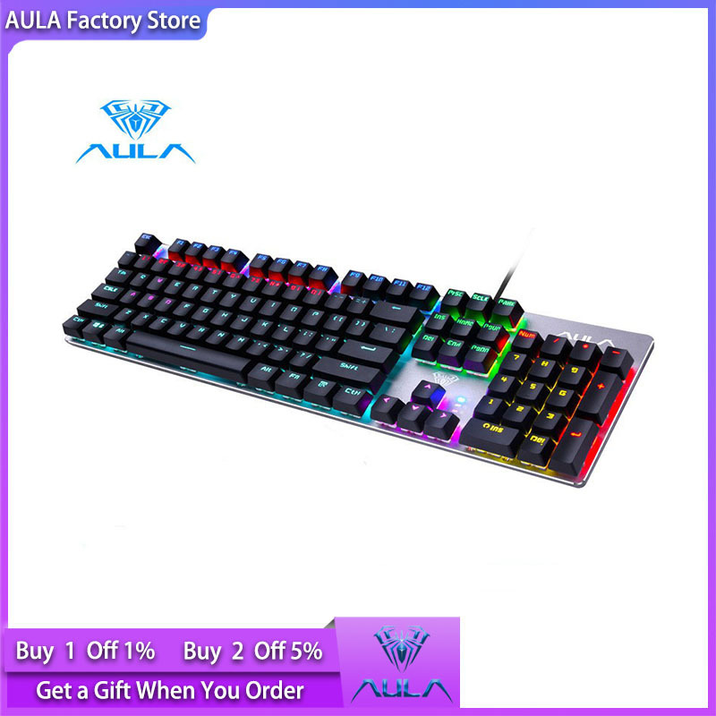 AULA factory shop S2016/F2068 mechanical gaming keyboard 104-key anti-ghosting Marco programming LED backlit keyboard for PC laptop Singapore