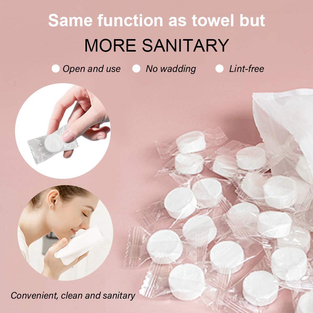 Compressed Towels Disposable Washcloths Portable Face Towels Soft Compressed Wipe Paper Tablets Compressed Magic Towels Compressed Cotton Napkins Tissues for Travel/Home/Outdoor Activities