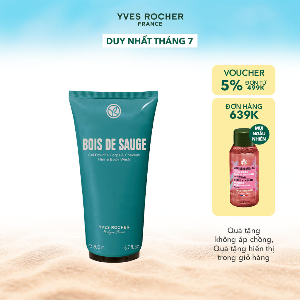 Sữa tắm gội cho nam Yves Rocher Bois De Sauge Hair And Body Wash 200ml