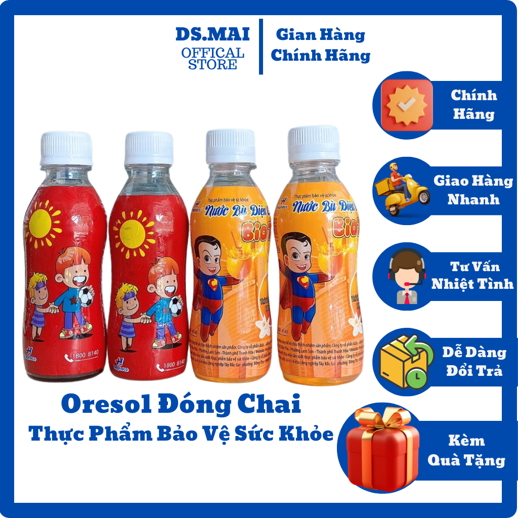 Oresol Đóng Chai Biotê Bù Nước Và Điện Giải Bổ Sung Kẽm Giảm Nguy Cơ Mất Nước Vị Dễ Uống 180ml
