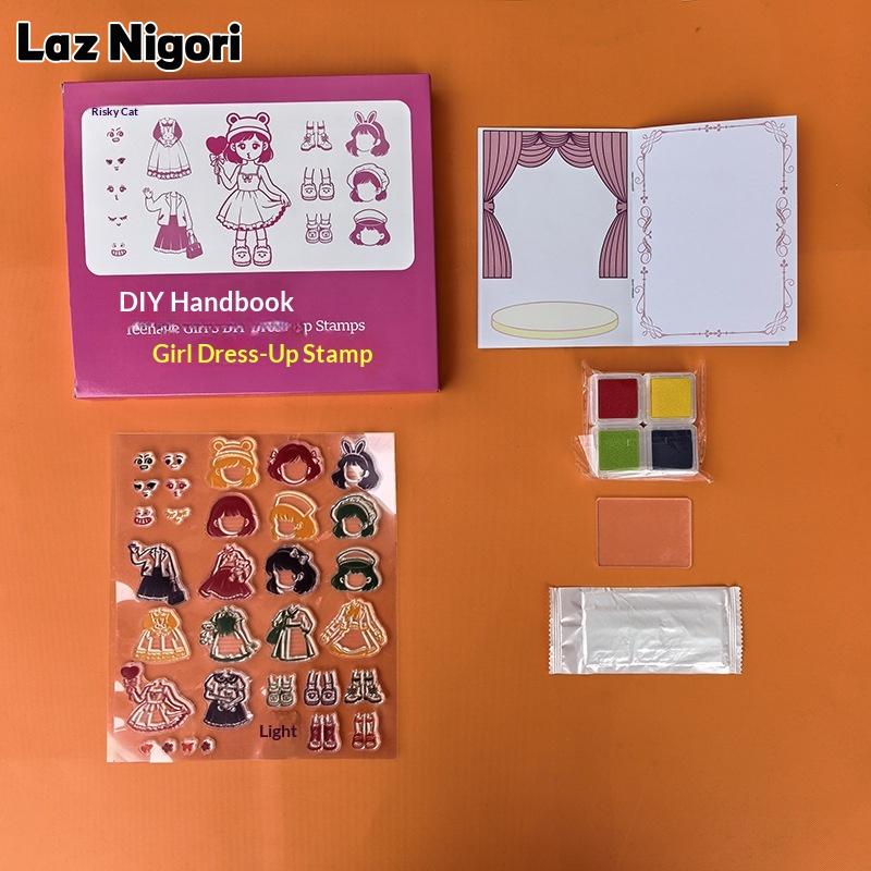 Laz Nigori DIY Princess Dress-Up Stamps for Girls - Cute Cartoon Characters, Reusable Rubber Stamps with Ink Pad and Activity Book ราคา 78 บาท*ส่งฟรี