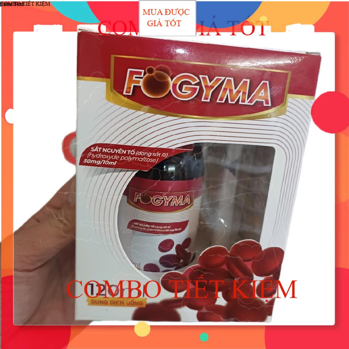 COMBO 02 HỘP Fogyma bổ sung sắt  cho người lớn và trẻ em. chao 120ml họp 20 ống 10ml