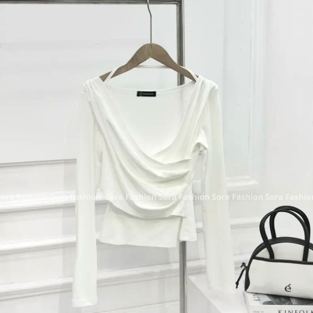 Áo Thun Kiểu Nữ BigSize Dài Tay Vạt Chéo Sora FashionÁo Kiểu Nữ BigSize Dài Tay Vạt Chéo Chất Liệu Thun Cotton 110