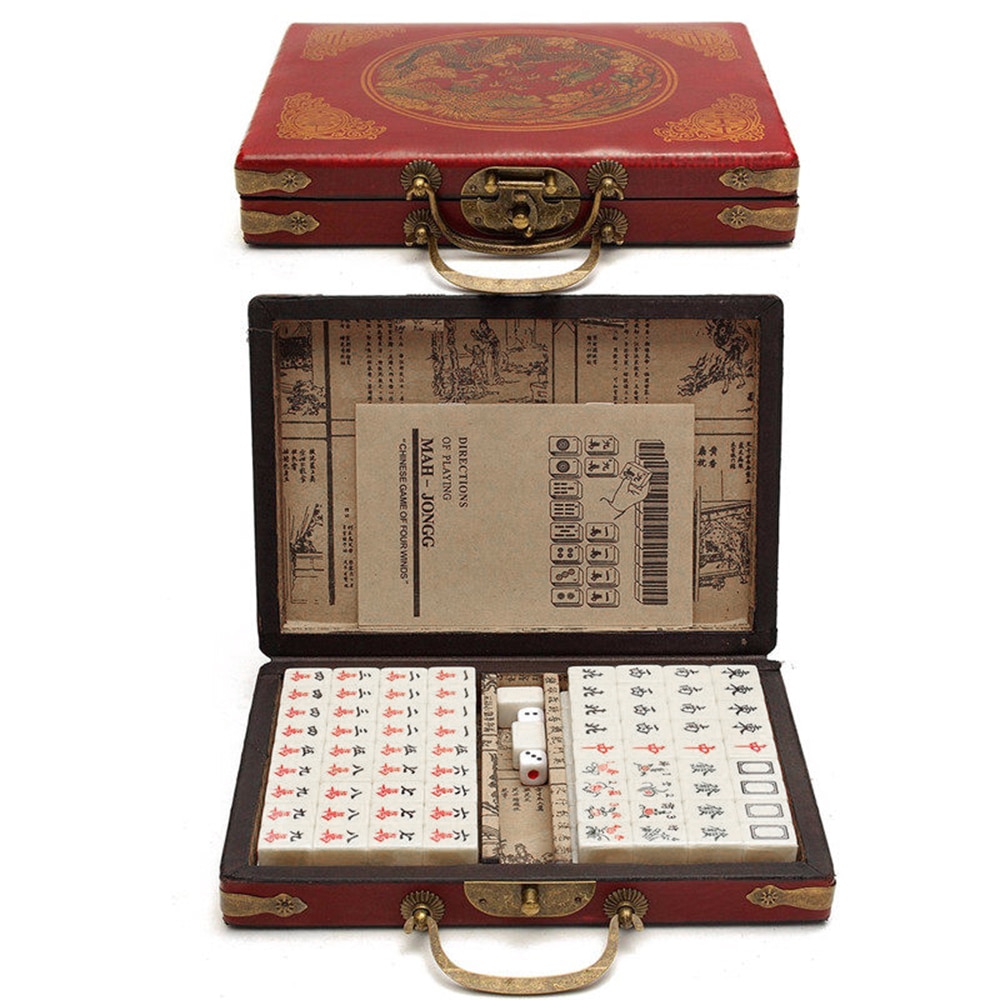Trung Quốc Số Mahjong Thiết Lập 144 Gạch Mah-Jong Thiết Lập Di Động Đồ chơi Trung Quốc Với Hộp Sợi Hội Đồng Quản Trị Mahjong trò chơi với bàn cờ Cho Vui Vẻ Cắm Trại