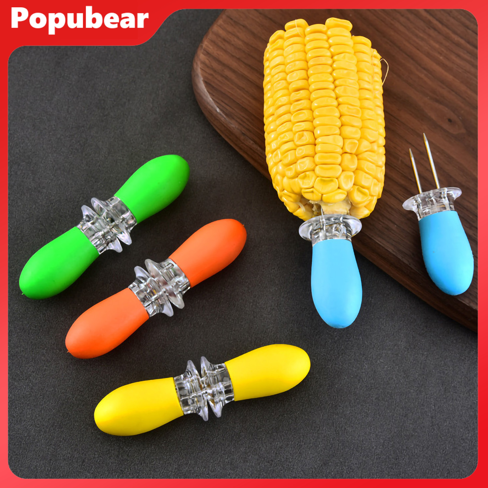 1 Pair Corn Holder Non Slip Reusable Food Grade Heat Resistant Easy to Grip Barbecues Ergonomic Stainless Steel Corn Cob Holder Kitchen Supplies ราคา 51 บาท*ส่งฟรี
