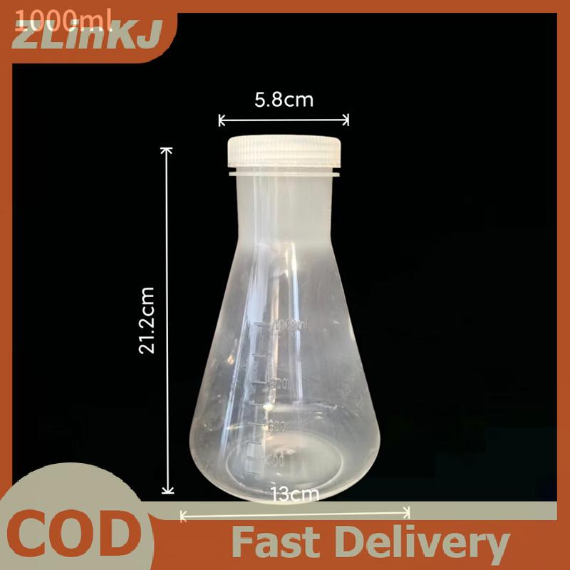 ZLinKJ Hot sale 50ml đến 1000ml phòng thí nghiệm nhựa erlenmeyer Flask hình nón container chai với n