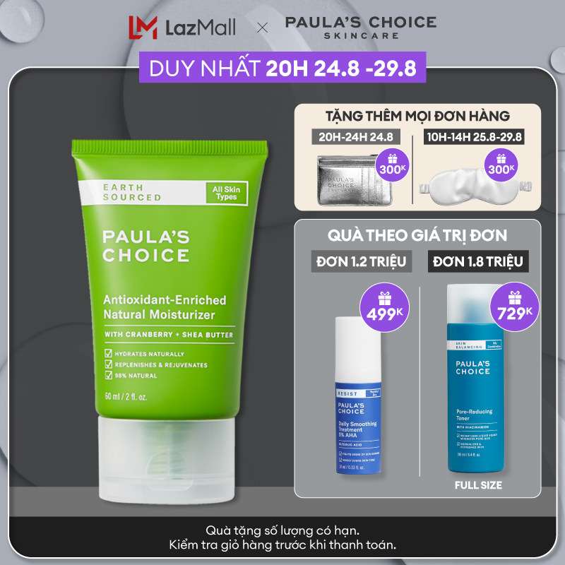 Kem dưỡng ẩm nguồn gốc thiên nhiên giàu chất chống oxi hóa Paula’s Choice Earth Sourced Antioxidant Enriched Natural Moisturizer 60ml 8520