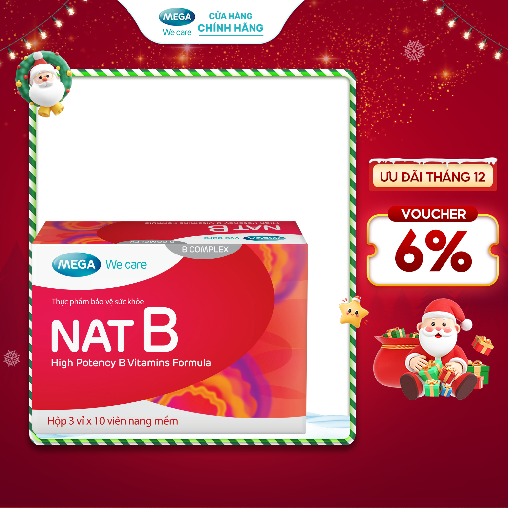  Viên uống bổ sung vitamin B Nat B giúp giảm căng thẳng mệt mỏi suy nhược  Hộp 30 viên  