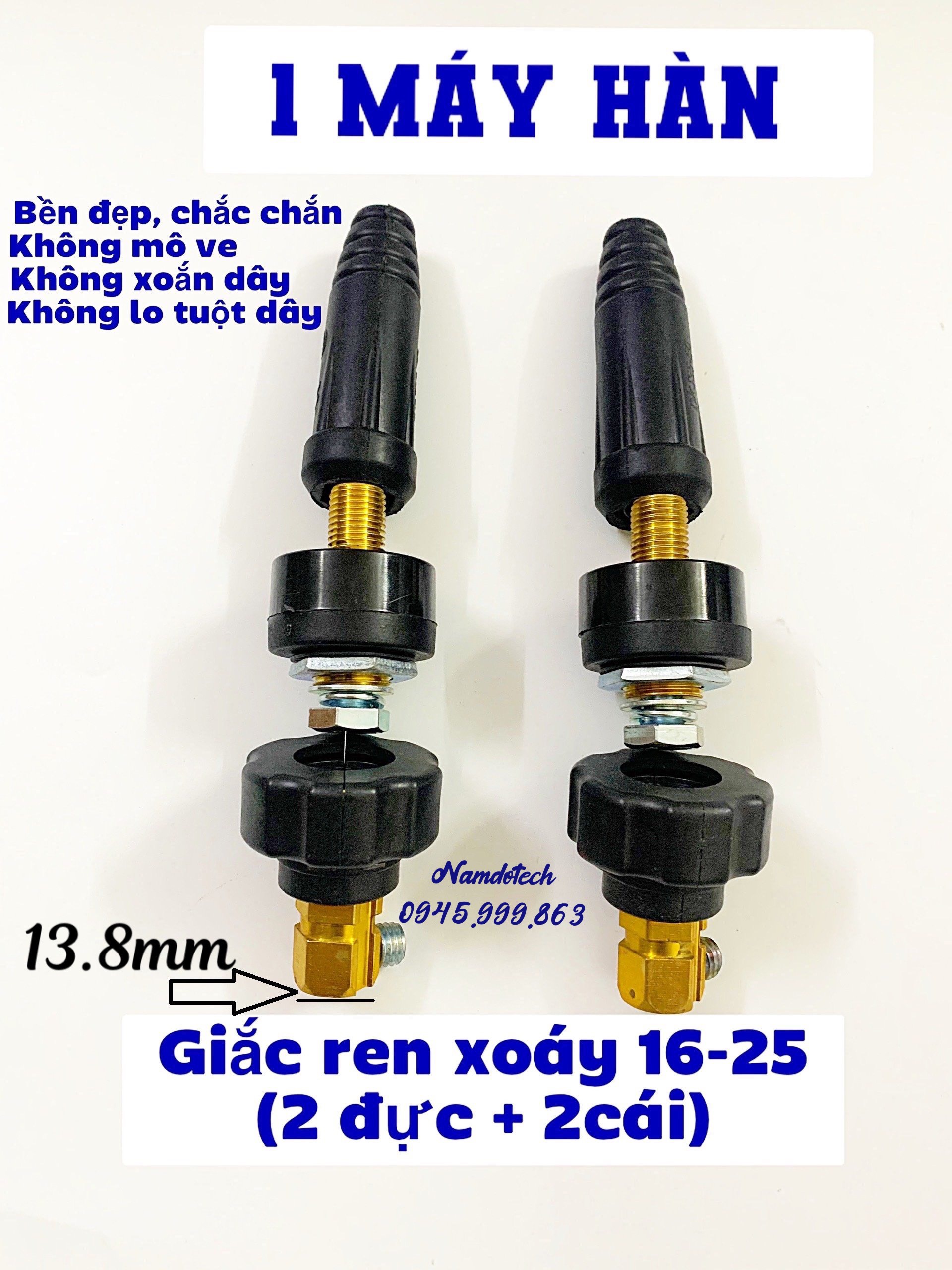 GIắc nối nhanh máy hàn cho 1 máy Giắc ren xoáy 16-25 sẵn hàng