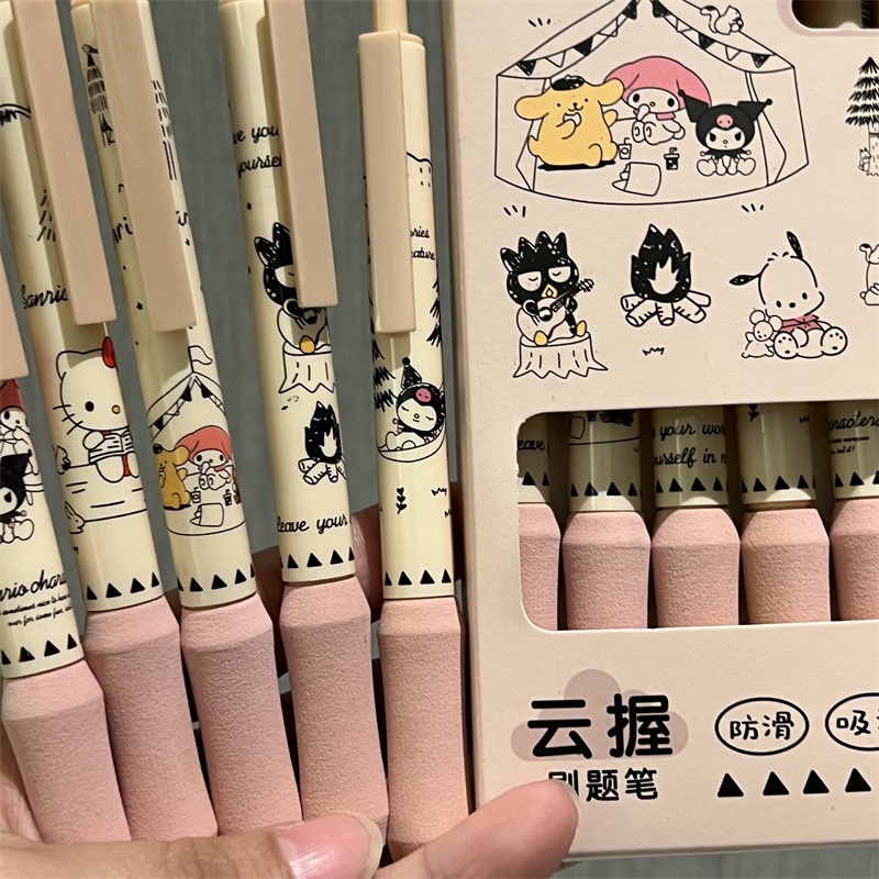 【learning】 6Pcs/set Cartoon Cute Kuromi Writing Pen Black Ink Student Stationery Supplies