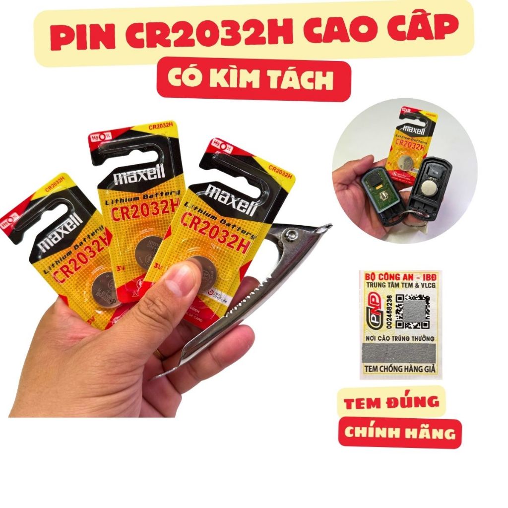 Pin CR2032 Maxell Đặc Biệt dung lượng lớn tặng kèm kìm tách smartkey