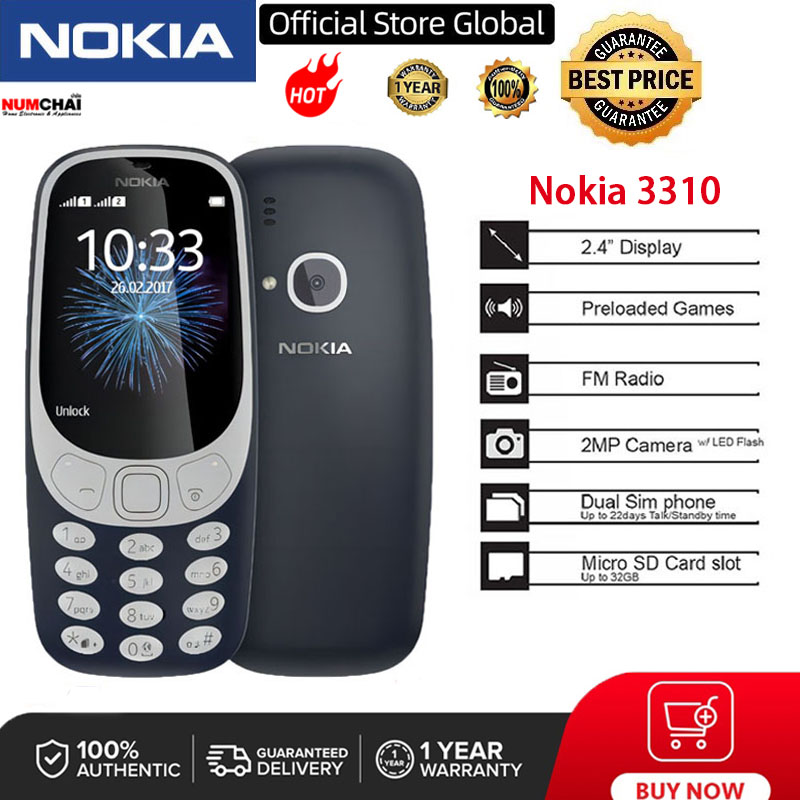 Numchai【COD】Original Brand new N3310 Keypad cellphone Basic Phone 1200mAh Battery Dual Sim Feature Phone【One-year warranty】 Presyo 1,099 Piso*Libreng Shipping