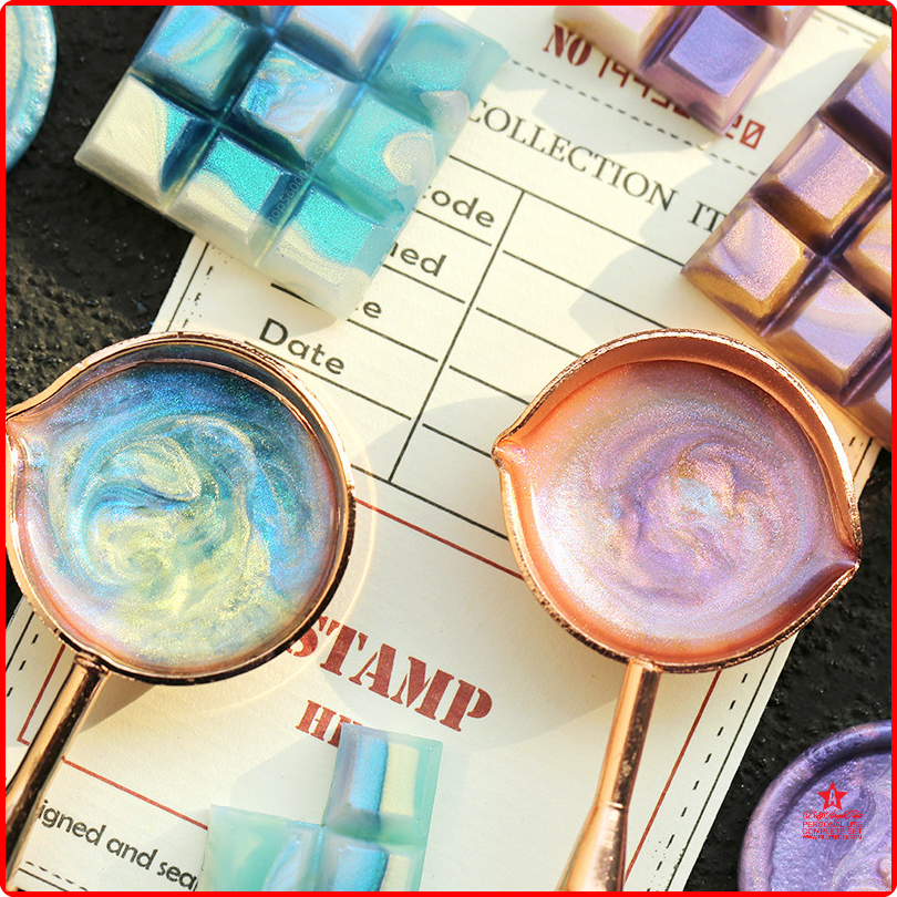 [xzqjw] 4PCS/Set Pearlescent Mixed Color Chocolate Shape Sealing Wax Seal Stamps for Envelope Wedding Invitations DIY Supplies