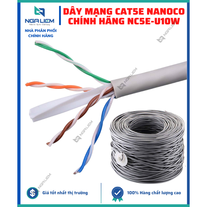 Dây Mạng CAT5E Nanoco Chính Hãng NC5E-U10W - [Bán Theo 1 Mét Tới]