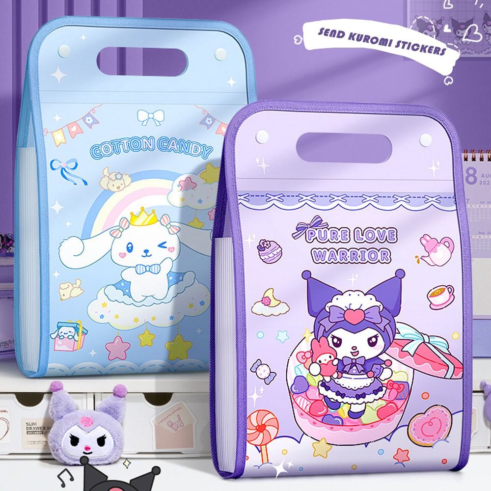 GENSTER Kuromi Cinnamoroll 13 Layer A4 File Folder Transparent Insert Bag Waterproof Storage Organizer Cute Large-capacity Document Bag Office School