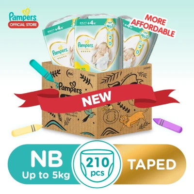 NEW Pampers Diaper Premium Care Tape NB70x3 - 210 pcs - Newborn Baby Diaper (0-5kg)