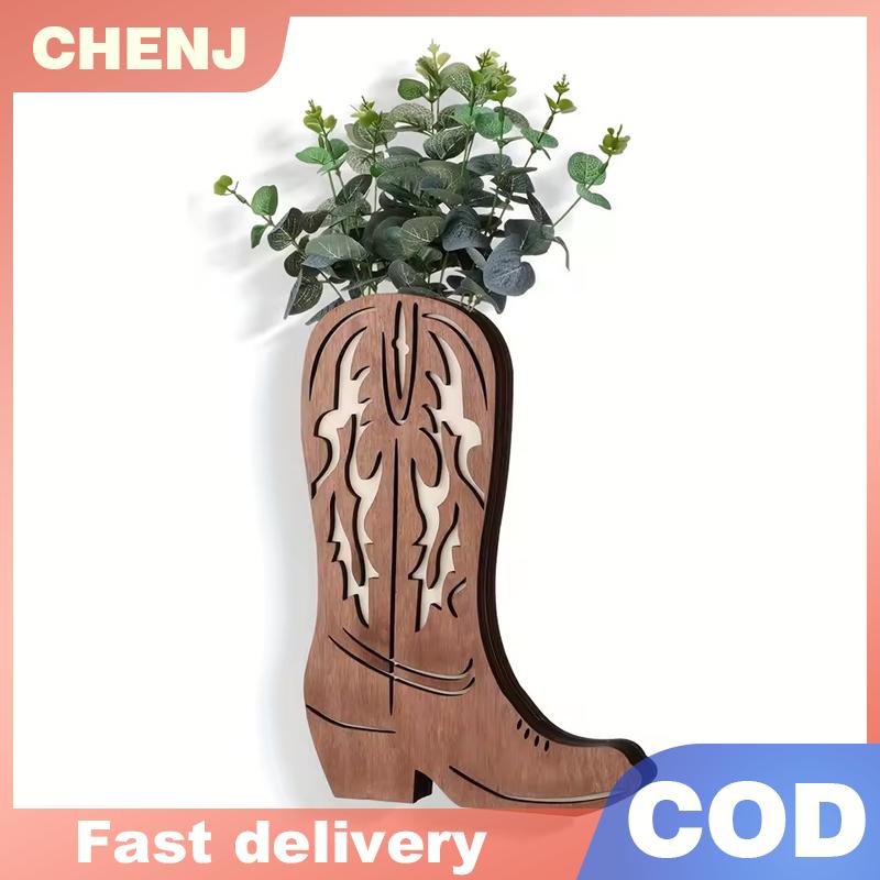 CHENJ แจกันทำจากไม้คาวบอยเด็กผู้หญิงรองเท้าบูทคาวบอยสำหรับปลูกต้นไม้ต้นไม้แห้งติดผนังแจกันแขวนผนังในร่มประดับแขวนศิลปะชั้นวางของตกแต่งบ้าน ราคา 197 บาท*ส่งฟรี