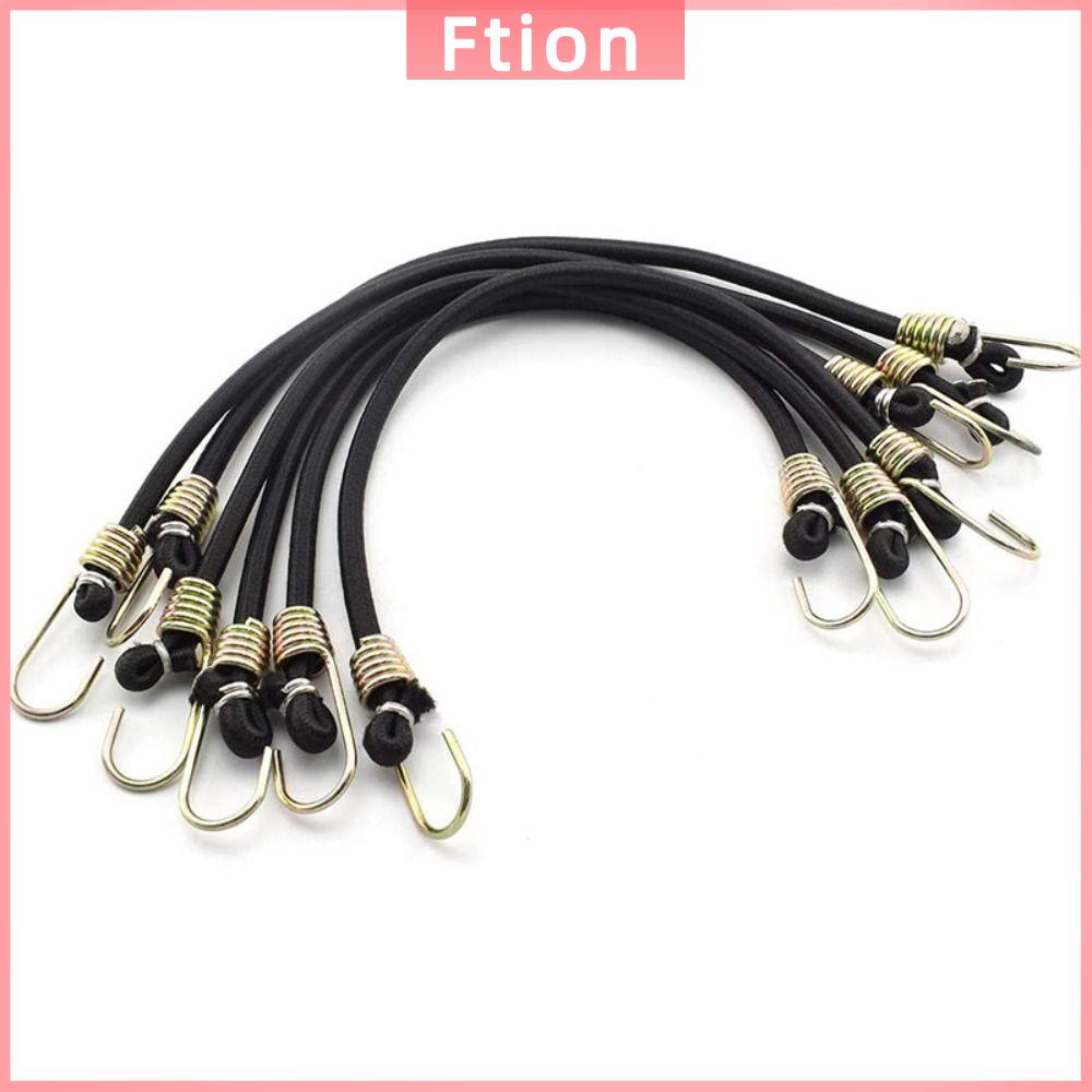 FTION 10 PCS 10 inch Dây bungee mini với móc thép Dây đàn hồi Đồ trang trí Co giãn Dây đeo cao su Cắm trại