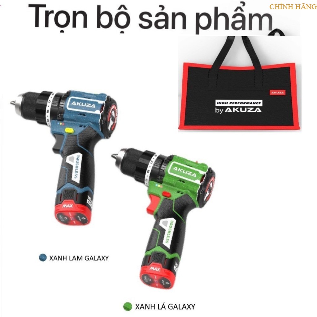  Máy khoan pin Akuza F1 ATC Tốc độ không tải lên đến 2000 vòng phút chống vặn cổ tay chính hãng himoki 