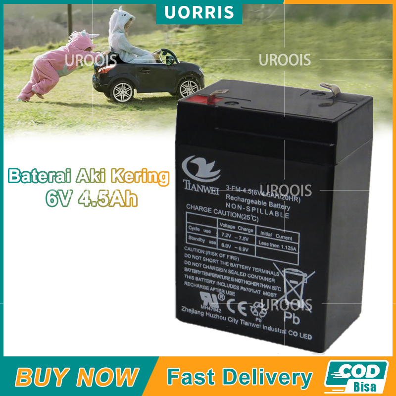 Dry Battery 6v 4.5ah for motorcycle kids battery dry battery 6v 4.5ah emergency battery gel battery Harga 52,000 rupiah*Gratis Ongkir
