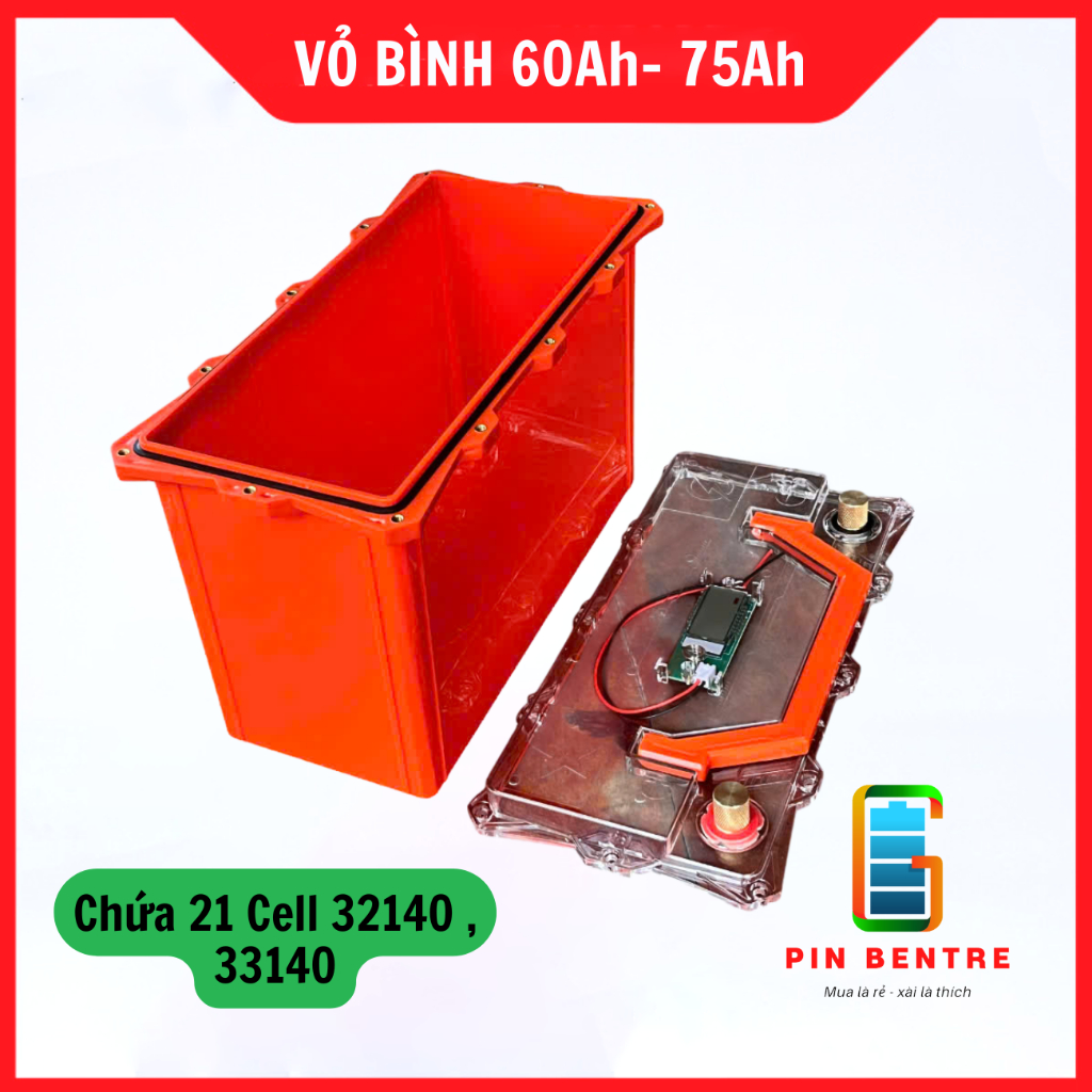Vỏ bình ắc quy Pin 12V Pin Lithium 60Ah-75Ah có cọc Bình M8